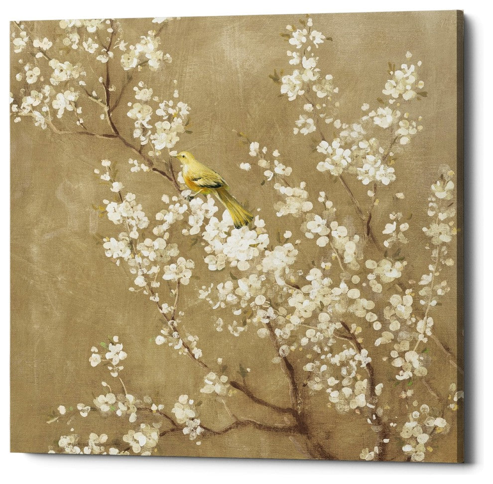 "White Cherry Blossom II Neutral" Giclee Canvas Wall Art, 18"x18"