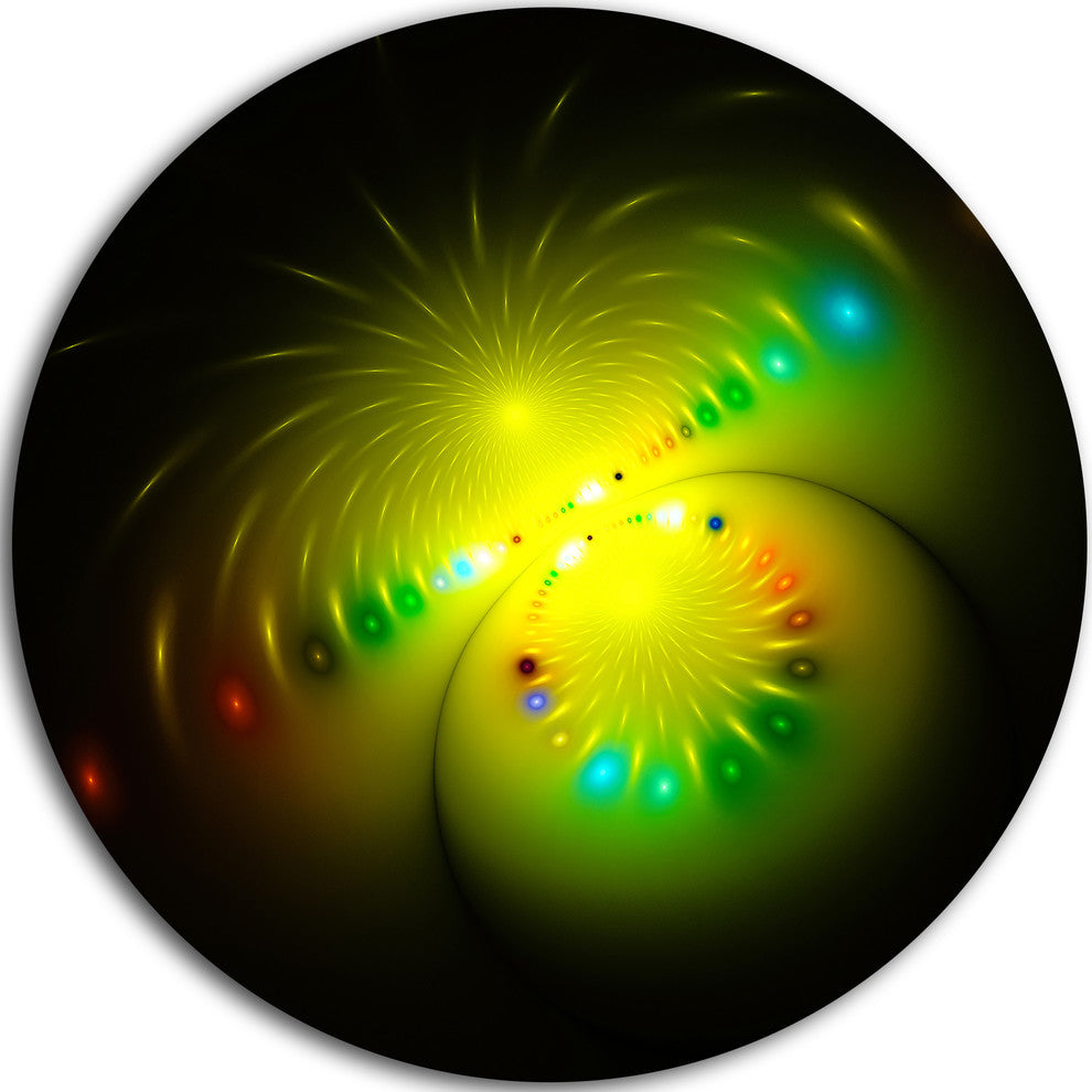 Symmetrical Green Fractal Flower, Abstract Disc Metal Wall Art, 23"