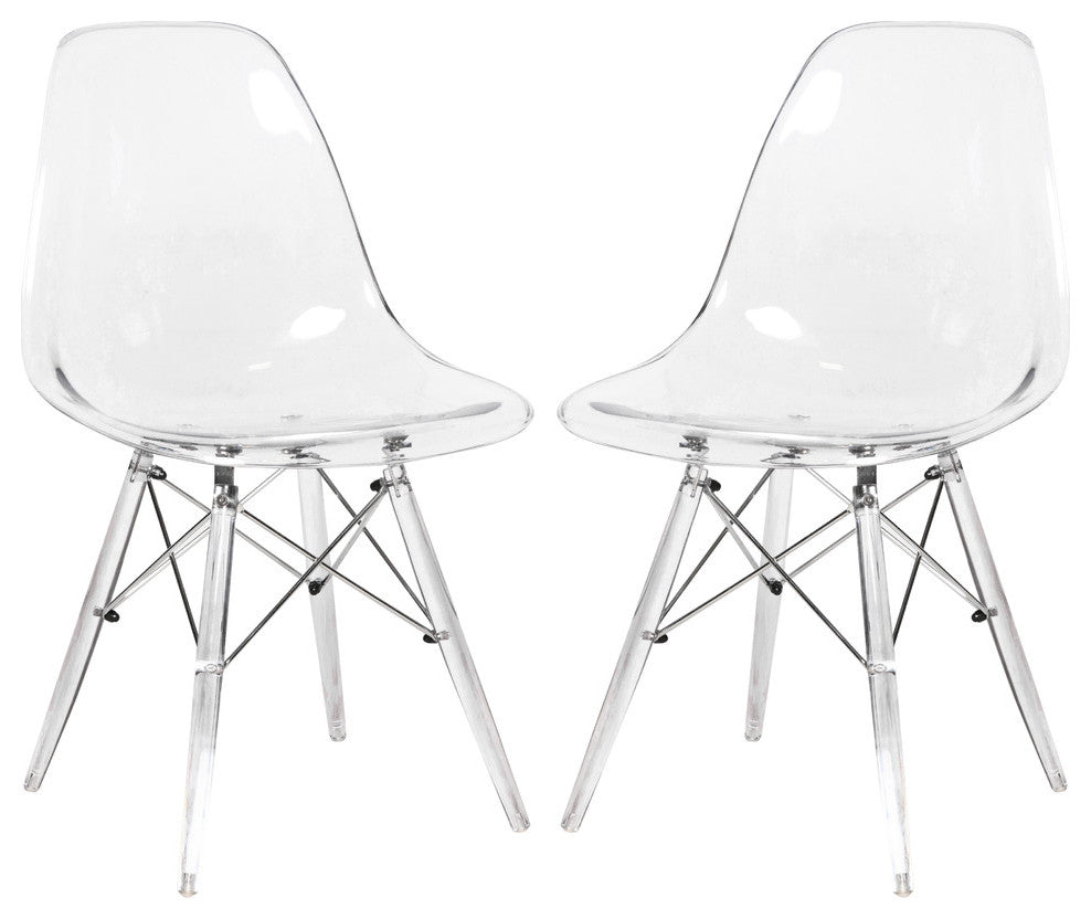 Dover Molded Dining Side Chair, Acrylic Base, Set of 2, Clear