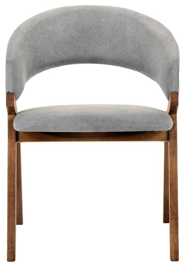 Talulah Gray Fabric and Walnut Veneer Dining Side Chairs - Set of 2