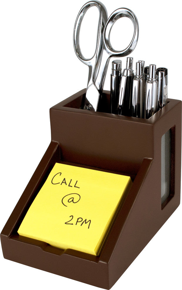 Pencil Cup with Note Holder, Brown