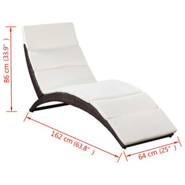 vidaXL Sun Lounger Brown, Cream White