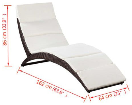 vidaXL Sun Lounger Brown, Cream White