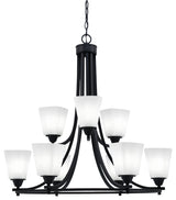 Paramount 9-Light Chandelier, Matte Black, 4.5" White Muslin Glass