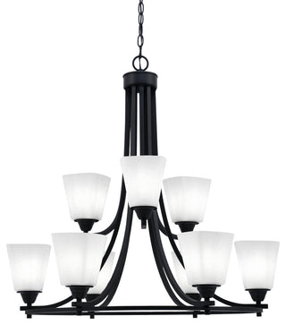Paramount 9-Light Chandelier, Matte Black, 4.5" White Muslin Glass