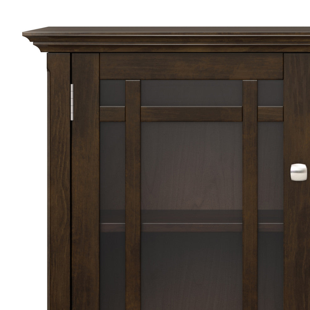 Bedford Solid Wood Wide Storage Cabinet, Dark Tobacco Brown