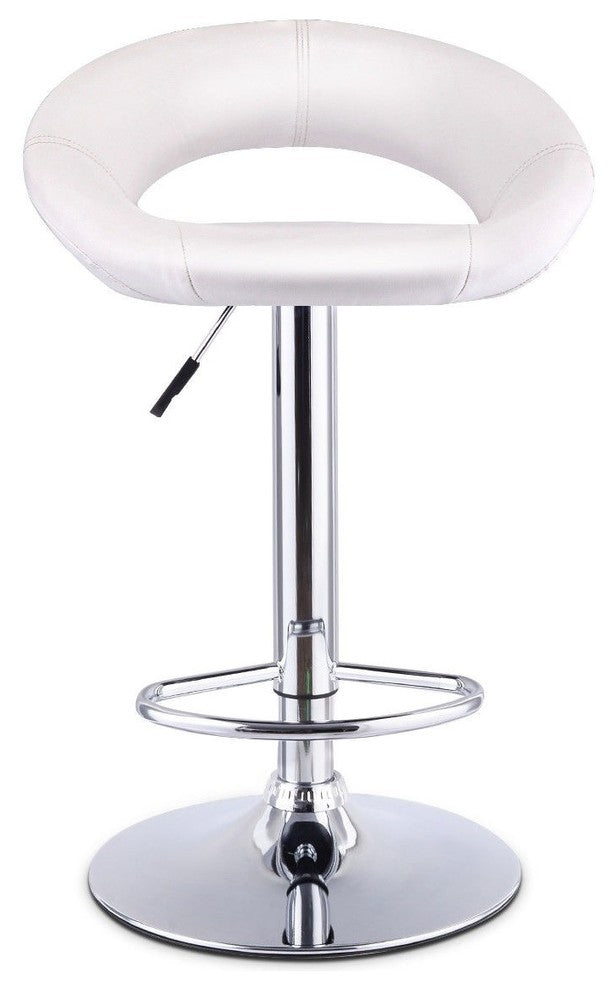 Set of 2 Adjustable Swivel Bar Stools Pub Chairs, White