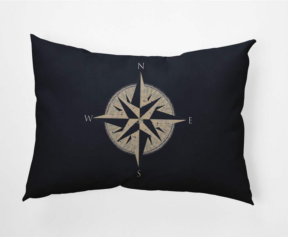14x20" Compass Nautical Decorative Indoor Pillow, Shark Blue