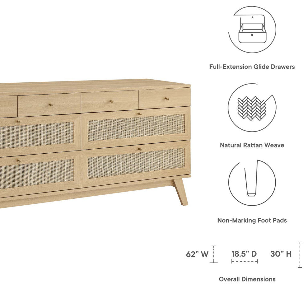 Soma 8-Drawer Dresser, Oak