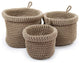 Set of 3 Woven Fabric Planter Basket, 5 x 4 inches, Beige