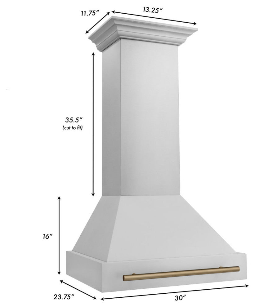 ZLINE 30" Stainless Steel Hood With Stainless Steel Shell, 8654STZ-30-CB