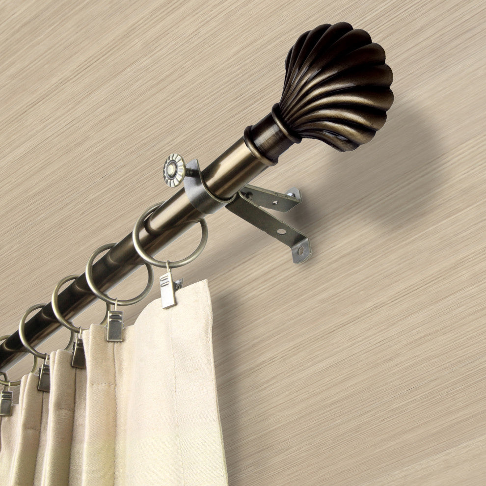 Indie 13/16" Diameter Curtain Rod, Antique Brass, 18-28"