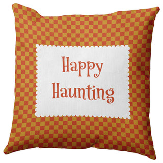 Happy Haunting Checks Accent Pillow, Rust, 20"x20"