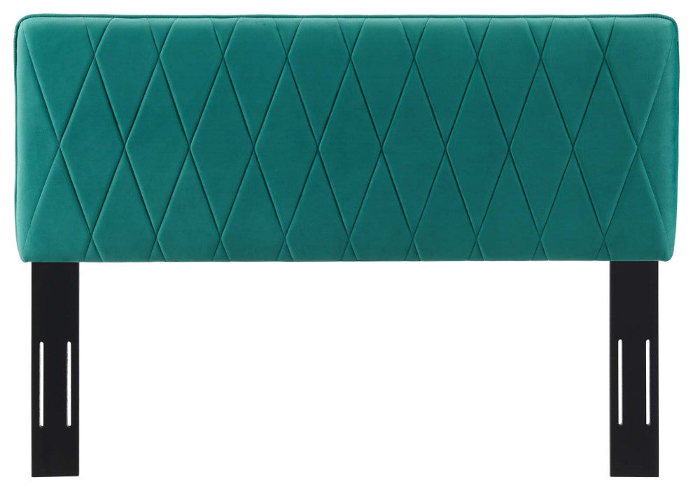 Headboard, Full Queen Size, Velvet, Teal Blue, Modern Contemporary, Bedroom