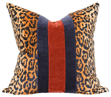 Dann Foley Lifestyle-Jaguar-Printed Pillow-24" x 24"-Carmine Red-Navy Blue