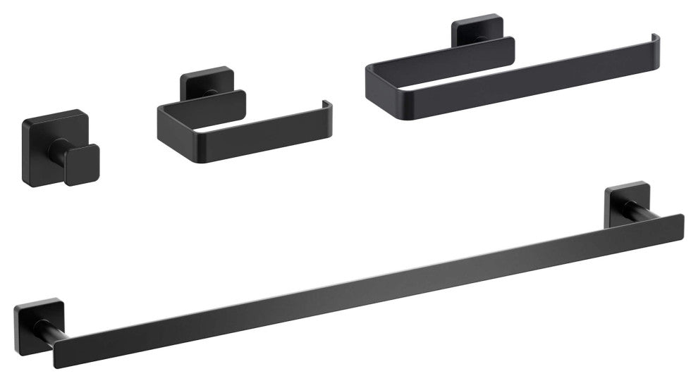 Blaze 4 Piece Bathroom Hardware Set, Matte Black