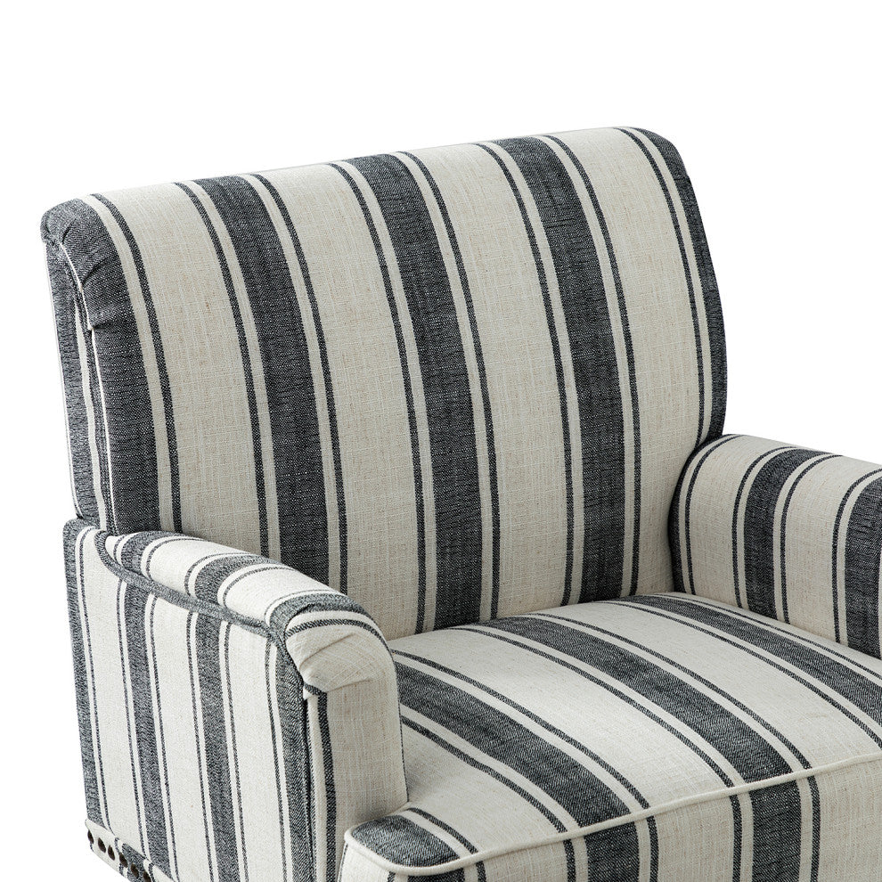 Comfy Living Room Armchair With Stripe Design Set of 2, Black