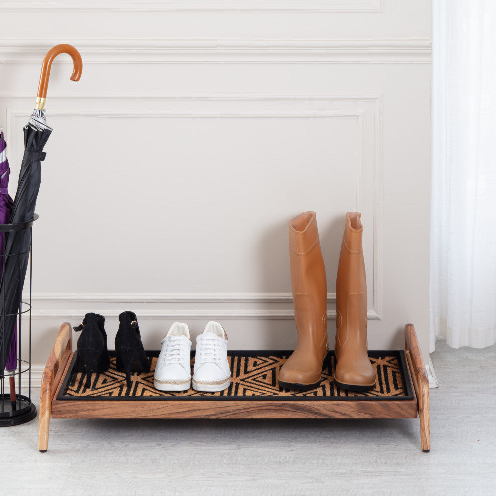 Single-Tier Natural Stand With 3-Pair Rubber Boot Tray Ibadan