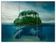 Giant Turtle Carrying Island, Abstract Triptych Canvas Art, 36x28, 3 Panels
