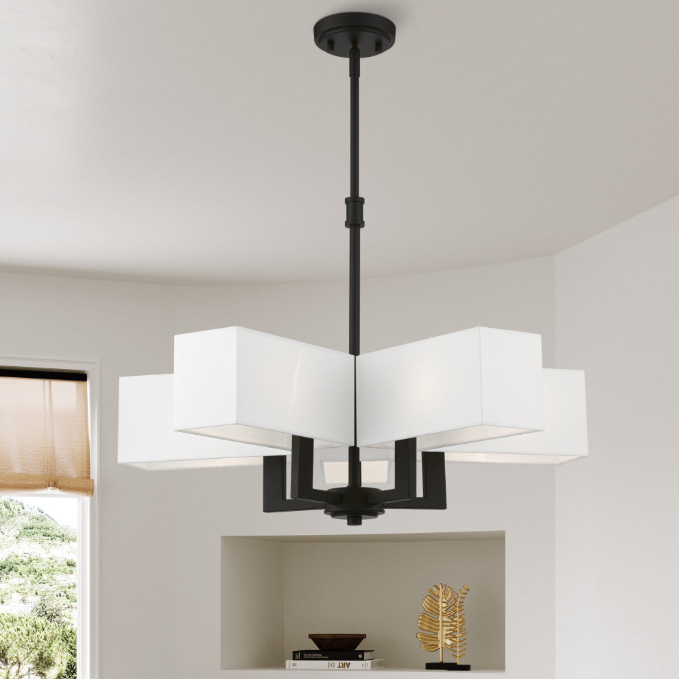 Rubix 5 Light Satin Brass Chandelier