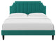 Platform Bed Frame, King Size, Velvet, Teal Blue, Modern Contemporary, Bedroom