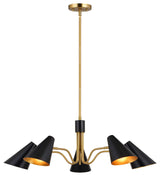 Pryce 30.75" 5 Light Chandelier Matte Black and Satin Brass