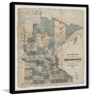 "Minnesota Township Map" Framed Painting Print, 18x18