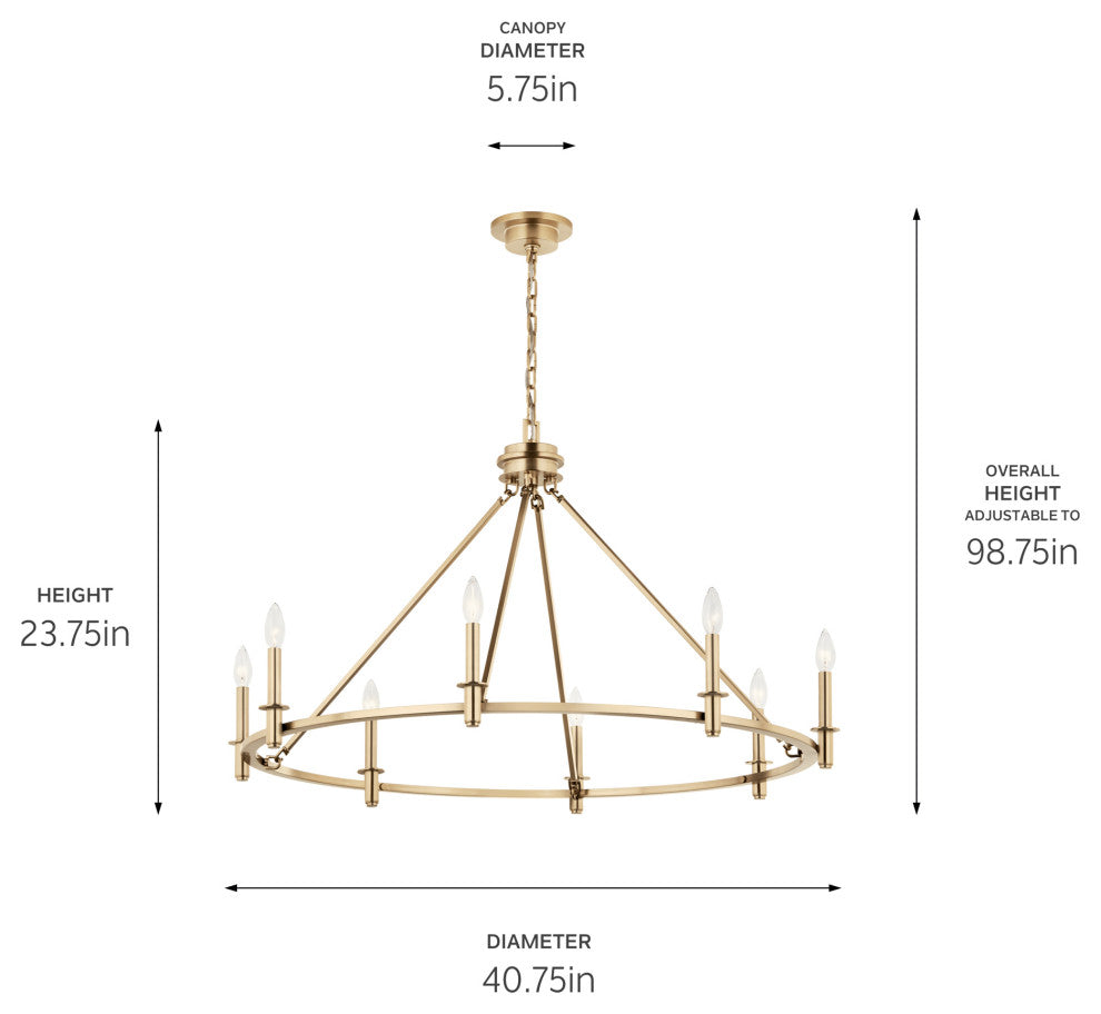 Carrick Chandelier, Black, Champagne Bronze, 8 Light