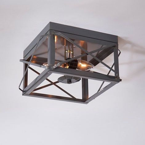 Double Ceiling Light With Folded Bars, Country Tin
