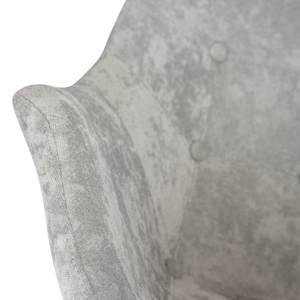 Upholstered Accent Rocking Chair, Velvet With Ash Wood Legs, French Silver