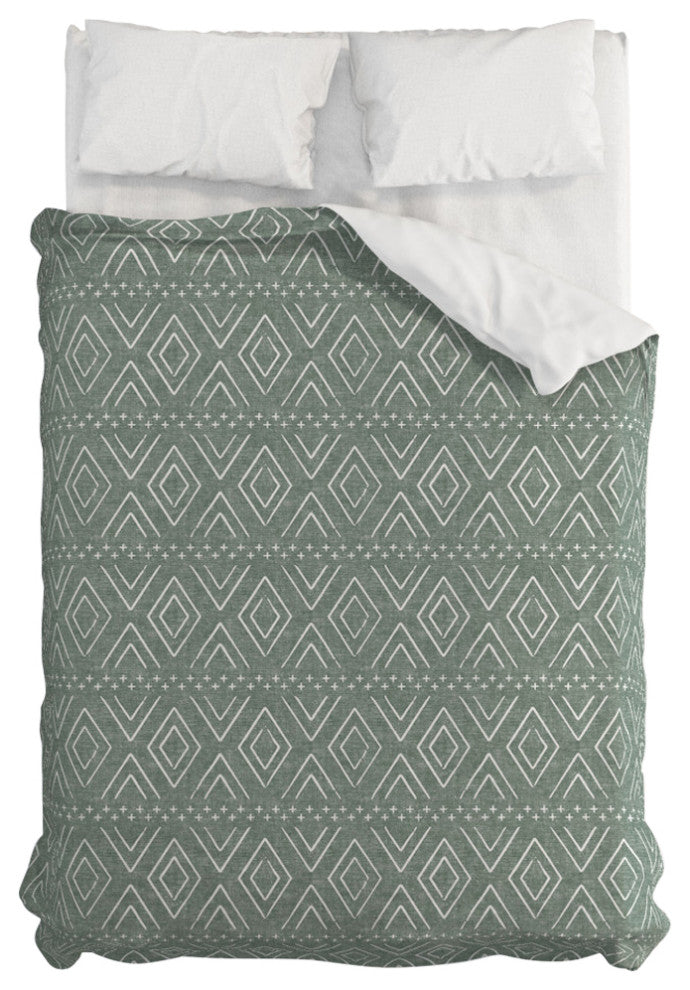 Deny Designs Little Arrow Design Co Farmhouse Diamonds Sage Bed in a Bag, Queen