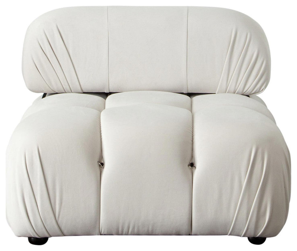 Paloma Armless Chair in Light Cream Velvet