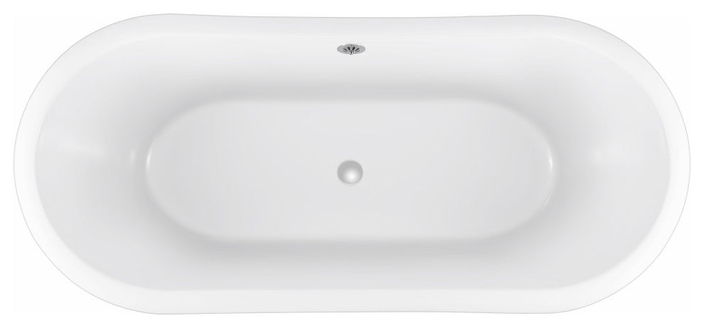 GivingTree 67" Acrylic Clawfoot Tub for Bathroom, Glossy White Soaking Tub