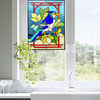 CHLOE Lighting Bluejay Tiffany Animal Window Panel