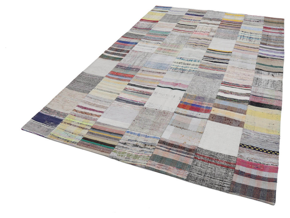 Rug N Carpet - Handmade Oriental 6' 7'' x 9' 10'' Rustic Patchwork Kilim Rug