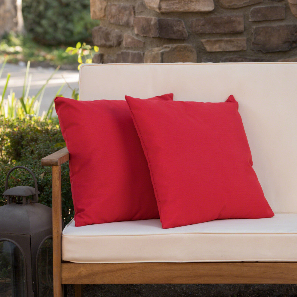 GDF Studio Coronado Outdoor Water Resistant Square Throw Pillow, Red, Set of 2