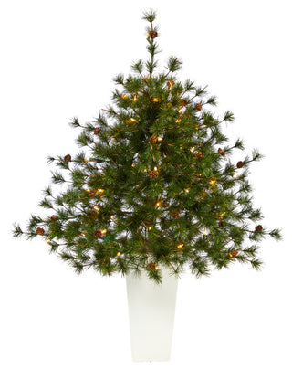 44" Colorado Mountain Pine Faux Xmas Tree W/Lights, Bendable Branches & Pinecone