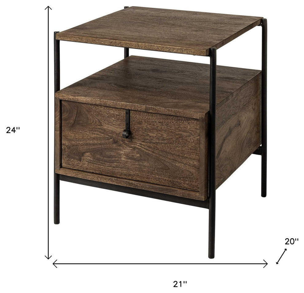 24" Brown Solid Wood Square End Table