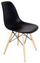 DSW Black Mid Century Modern Plastic Dining Shell Chair, Wood Eiffel Legs