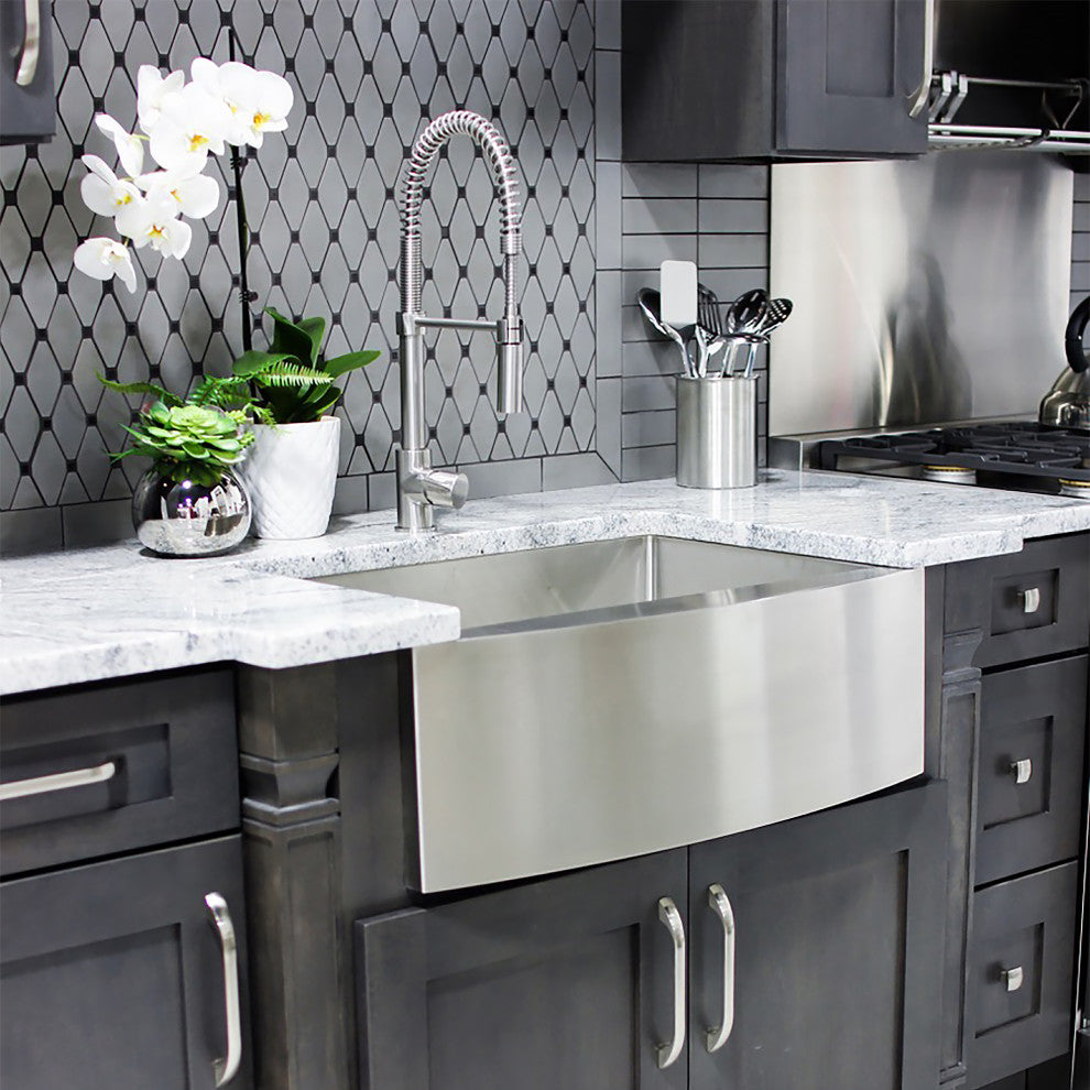 ZLINE Farmhouse Single Bowl Sink in Stainless Steel with Bottom Grid