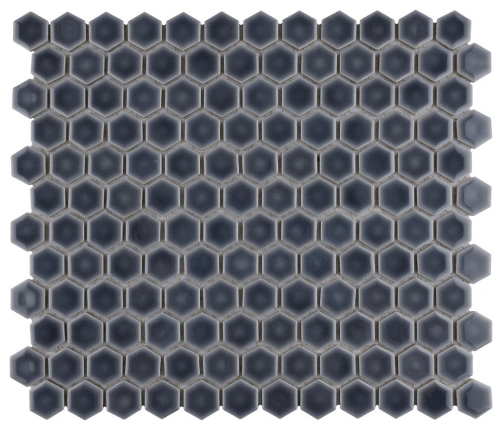 Hudson 1" Hex Storm Grey Porcelain Floor and Wall Tile