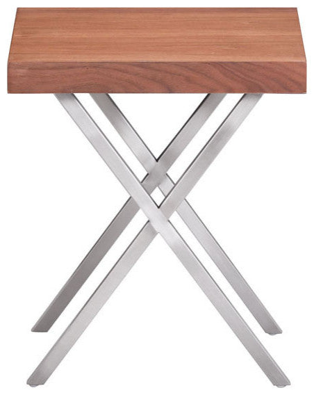 HomeRoots 22" X 22" X 22" Brown And Silver Side Table