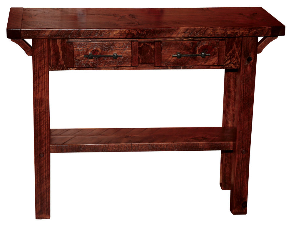 Barnwood Style Timber Peg 2-Drawer Sofa Table, Michael's Cherry