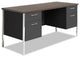 Classic Executive Desk, Chrome Legs & Large Top With Side Drawers, Walnut/Black
