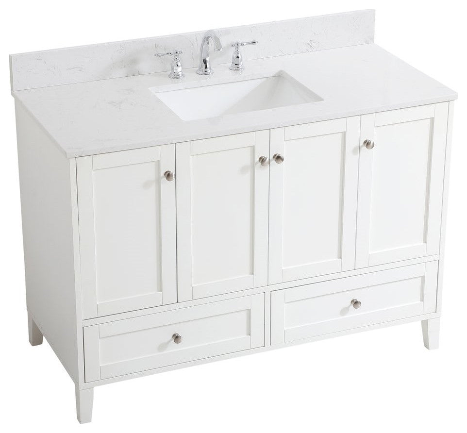 Elegant VF18048WH-BS 48"Single Bathroom Vanity, White With Backsplash