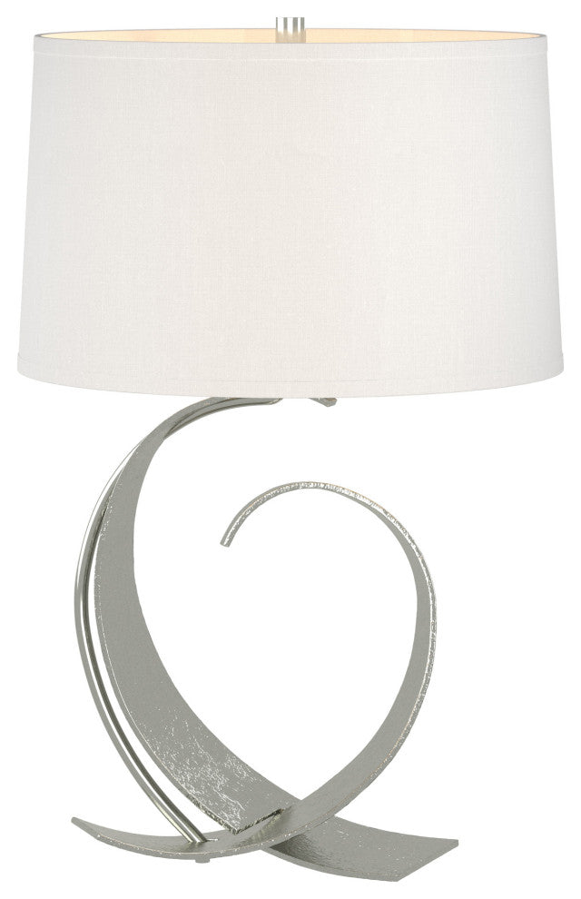 Fullered Impressions Table Lamp, Sterling, Natural Anna Shade