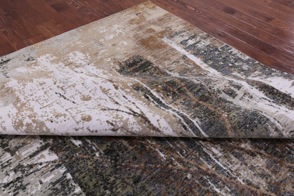 10' 1" X 14' 1" Modern Wool & Silk Handmade Rug - Q7207