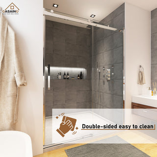 48-in x 76-in Frameless Sliding Shower Door, Chromed