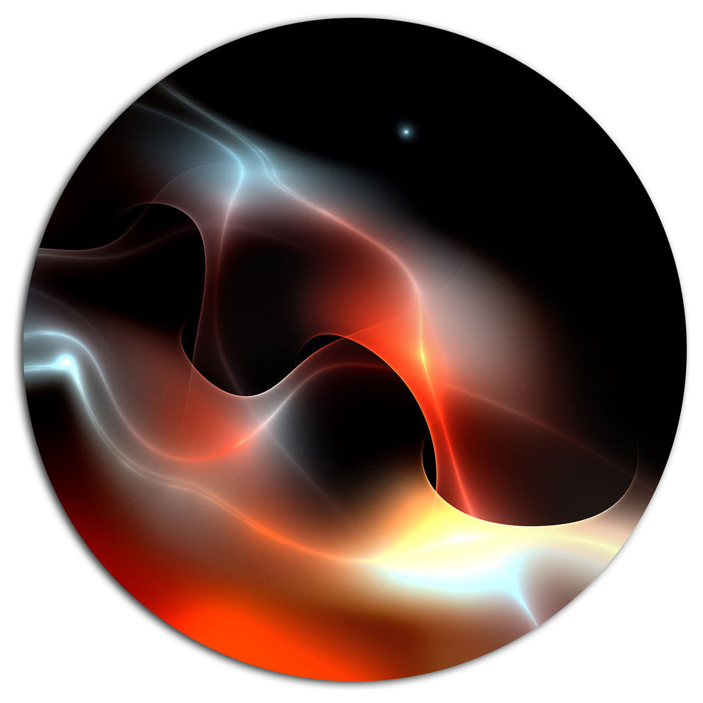 Red Black Abstract Warm Fractal Design, Abstract Disc Artwork, 23"