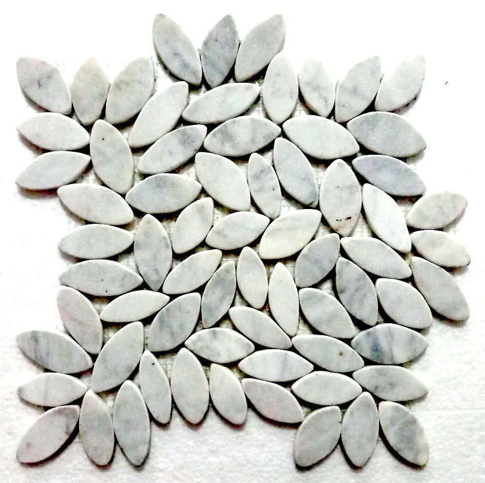 Hand-Sorted Natural Stone Pebble Tile - Super White for Shower & Backsplash